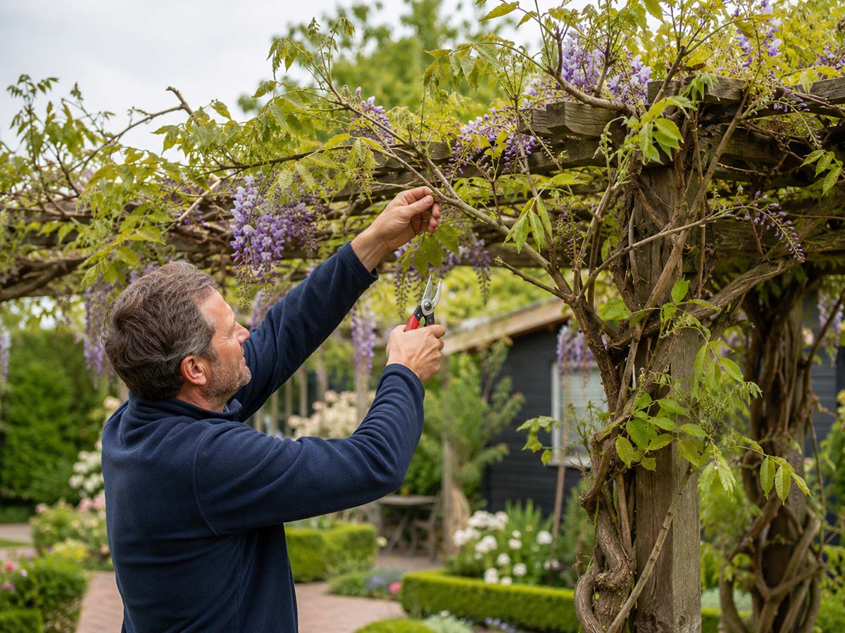 Taille de la Glycine sous une pergola